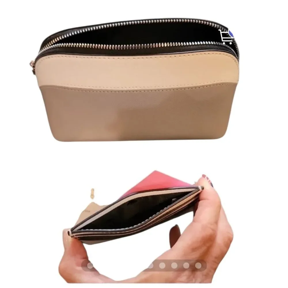 Kate Spade Beige Cosmetic Bag and Card Holder Set